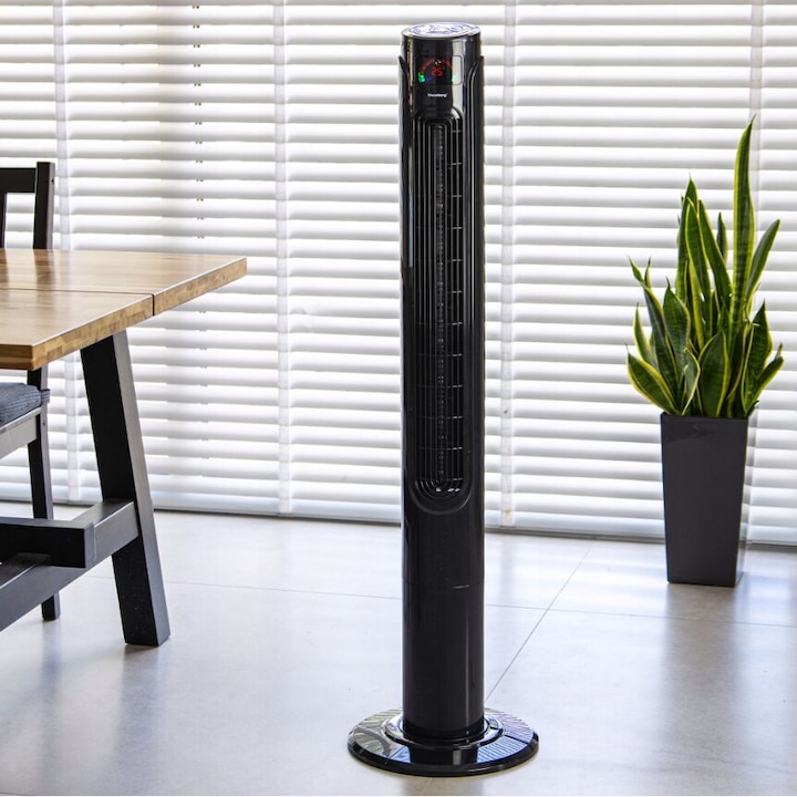 Ventilator coloana cu telecomanda, negru, 120 cm, Klausberg