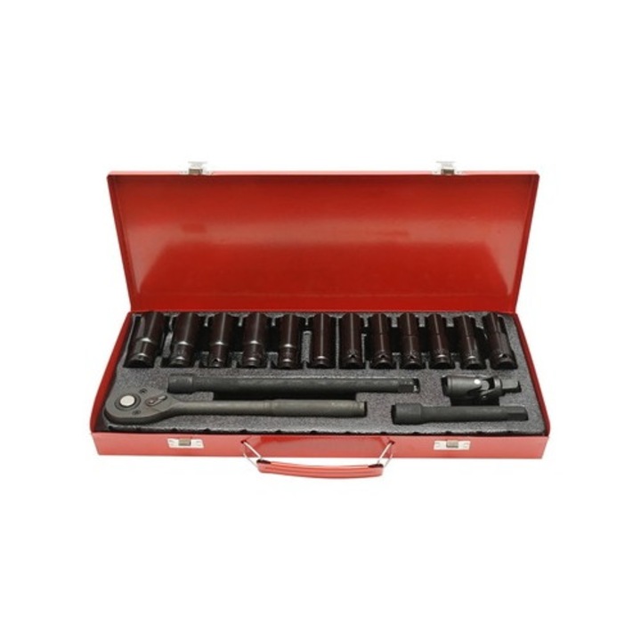 Trusa chei tubulare, 16 piese, chrome vanadium, 8-24 mm, 1/2 antrenor cu clichet, Dactylion®