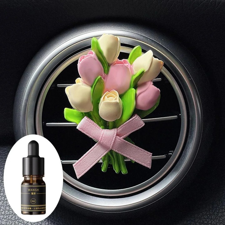Odorizant auto YANYXR Tulip, ulei esential 5ml, compact, alb