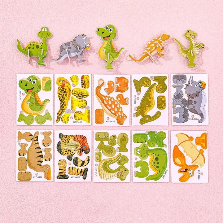 YANYXR 3D oktató puzzle készlet, 25 darab, karton, többszínű, 8.8x5.8cm