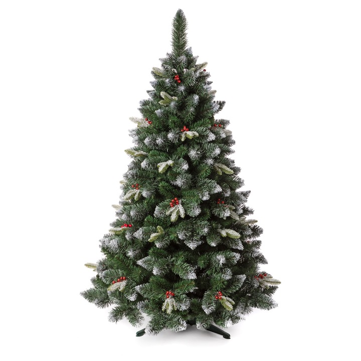 Brad artificial Paris 220 cm cu bilute rosii si ace 2D+3D, MAPE-3220