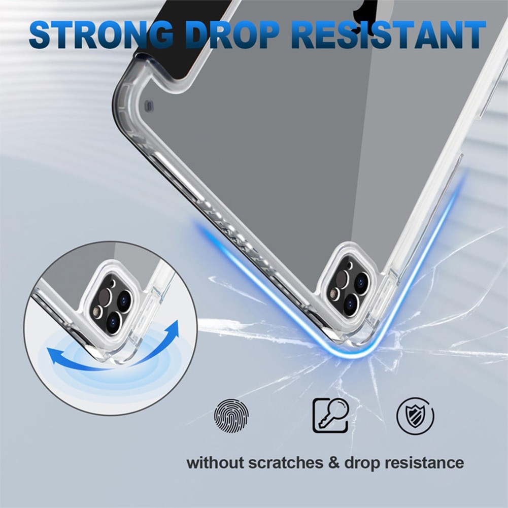 Husa pentru tableta compatibila cu iPad Pro Air 11" 2024 / 2025 M2, M3, cu functie de trezire/culcare si slot pentru stilou, moduri multiple de pliere 3+Y, spate ultra-transparent din acril rezistent la indoire，negru