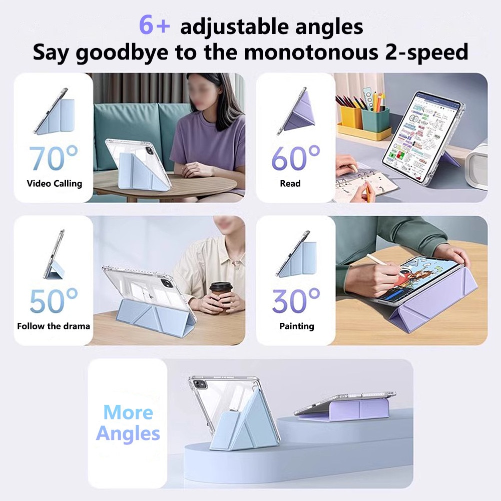 Husa de protectie pentru iPad Air 6 11 inch, potrivita pentru iPad sau iPadPro Air 6 11 inch M2 2024 / iPad Air 4 5 2020/2022 10.9 inch, cu doua rame de lentila inlocuibile, roz deschis