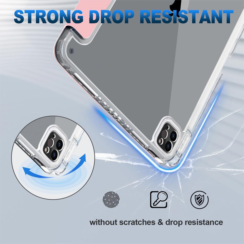 Husa pentru tableta compatibila cu iPad Pro Air 11" 2024 / 2025 M2, M3, cu functie de trezire/culcare si slot pentru stilou, moduri multiple de pliere 3+Y, spate ultra-transparent din acril rezistent la indoire，roz deschis