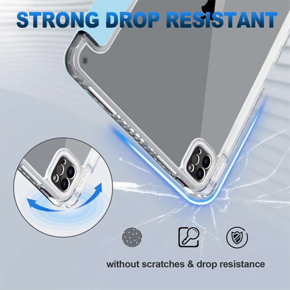 Husa pentru tableta compatibila cu iPad Pro Air 11" 2024 / 2025 M2, M3, cu functie de trezire/culcare si slot pentru stilou, moduri multiple de pliere 3+Y, spate ultra-transparent din acril rezistent la indoire，albastru deschis