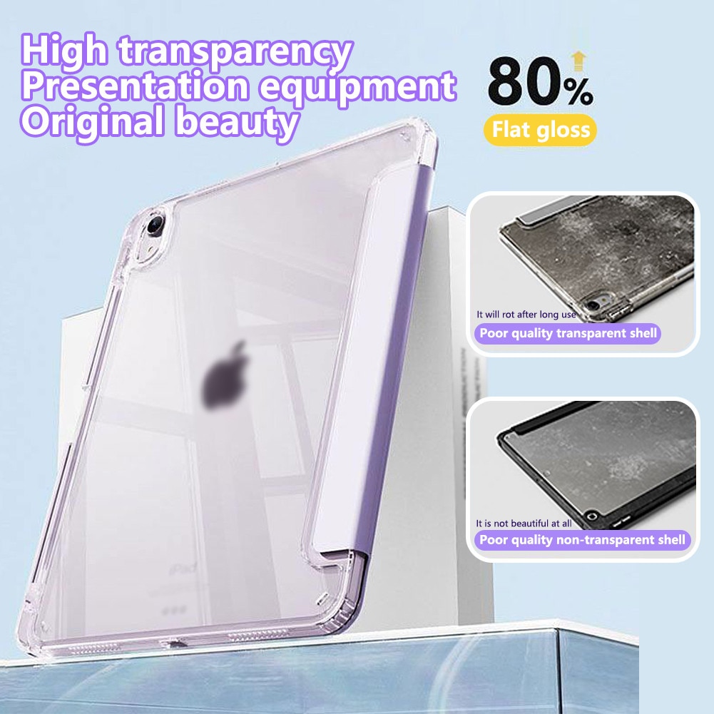 Husa de protectie pentru iPad Air 6 11 inch, potrivita pentru iPad sau iPadPro Air 6 11 inch M2 2024 / iPad Air 4 5 2020/2022 10.9 inch, cu doua rame de lentila inlocuibile, violet deschis