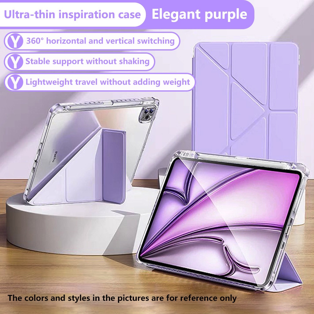 Husa de protectie pentru iPad Air 6 11 inch, potrivita pentru iPad sau iPadPro Air 6 11 inch M2 2024 / iPad Air 4 5 2020/2022 10.9 inch, cu doua rame de lentila inlocuibile, violet deschis