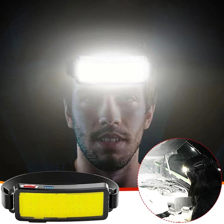 Акумулаторен LED фенер с 2 светлини, лентов тип, 360 лумена, червен, за възрастни и деца, аксесоари за къмпинг и туризъм