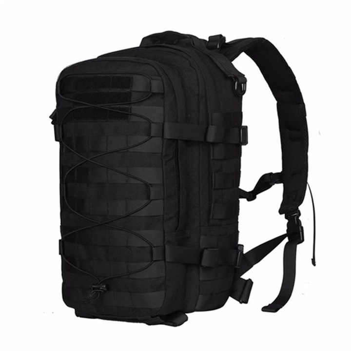 Geanta Tinuta pe Umar de Outdoor, 25L, Sac Militar de Asalt, Tactical, cu Sistem MOLLE, pentru Alpinism, Calatorii, Laptop, Vanatoare, Negru