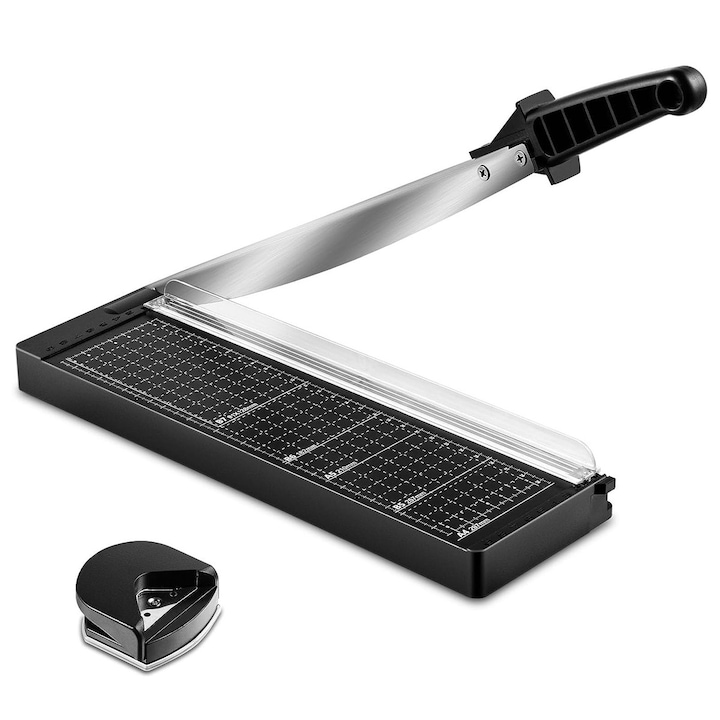 Cutter de hartie de 12 inch cu un colt rotund taietor de hartie rezistent pentru carton taietor de tabla taietor felie pentru acasa, birou, scoala