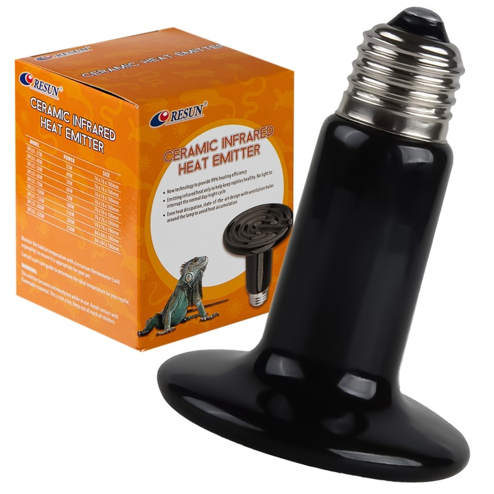Infravörös sugárzó, Resun, 150W, 76x76x100mm, terráriumokhoz