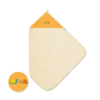 Prosop de baie pentru bebelusi cu capison Frotte 85x85 cm Melc Prosop de baie pentru bebelusi cu capison Frotte 85x85 cm Melc