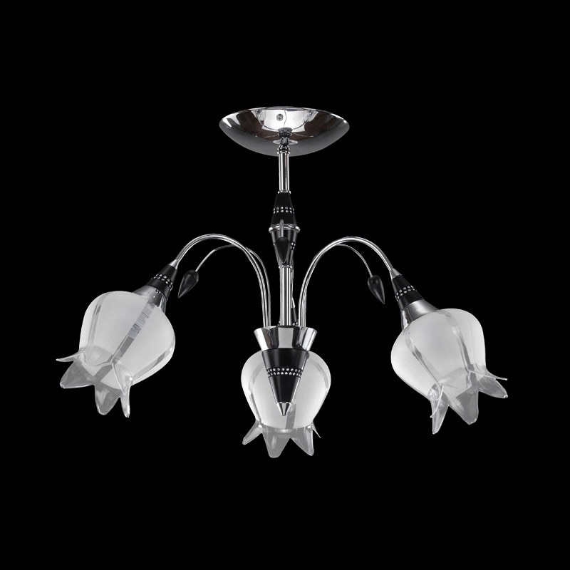 Lustra BUSSY LIGHTING 7000, 3 brate, lemn venge , Metal finisaj Crom , E27 3x60W , Q:49, h:40cm / abajur alb