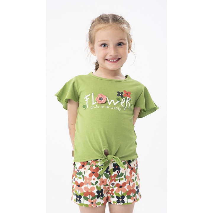 Boboli lanyka polo, Better pamut anyagbol, viragmintas, zold, Zöld