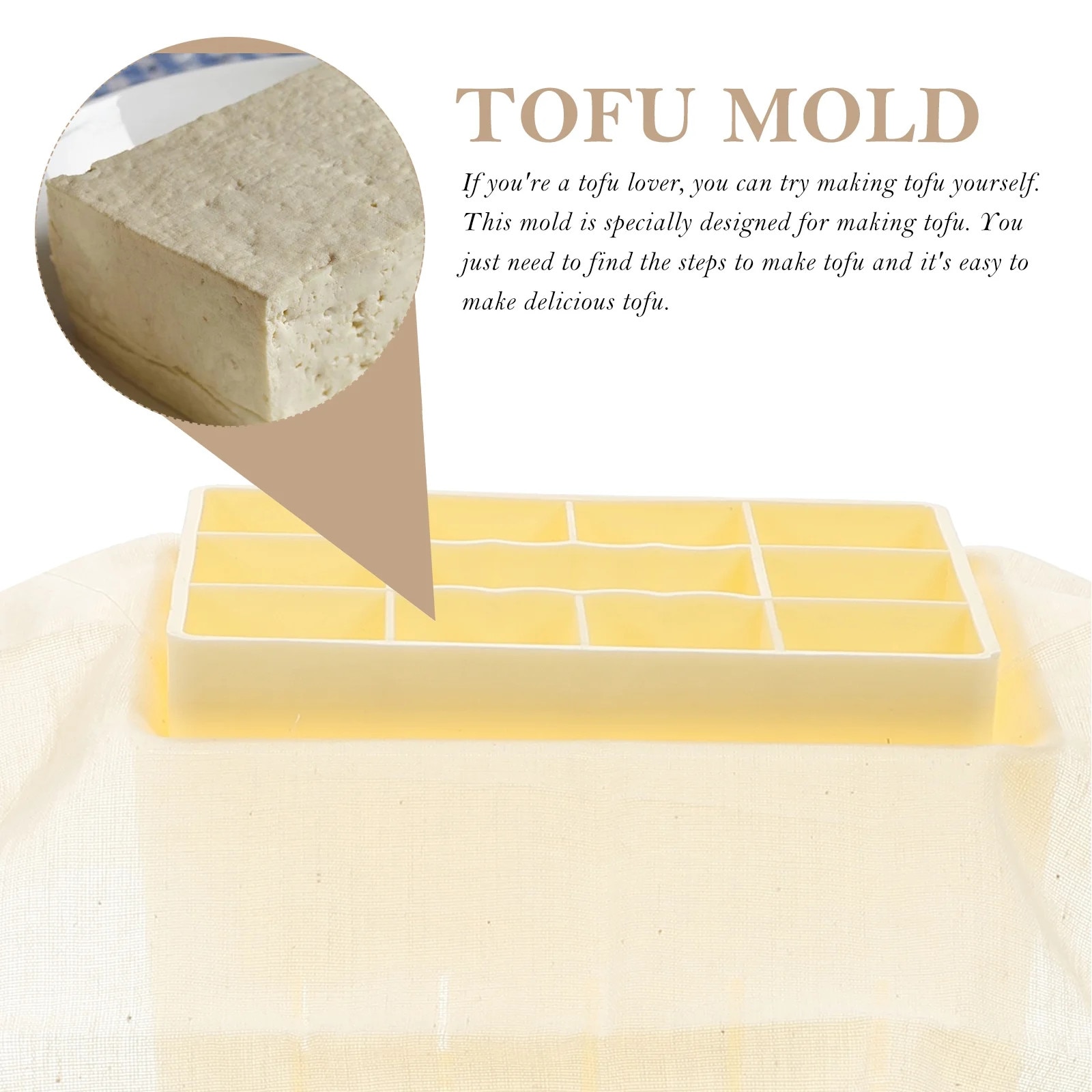 とーふ Forma pentru Tofu, 13x13x9cm, Alb, Set cu Panza Filtranta - eMAG.ro