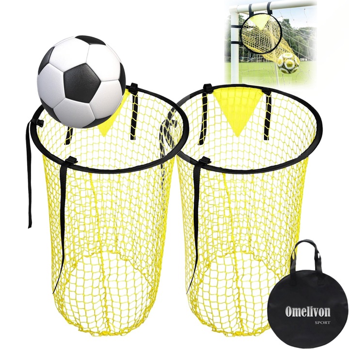 Set de accesorii pentru antrenament de fotbal, format din doua plase de antrenament pentru poarta de fotbal cu geanta de depozitare pentru imbunatatirea preciziei de tragere, pliabile, cadou pentru copii 45*60cm