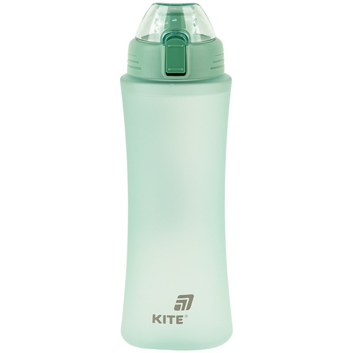 Sticla tritan Kite, 660 ml, verde mat, cu capac flip si blocare, fara BPA, pentru scoala, sport si birou