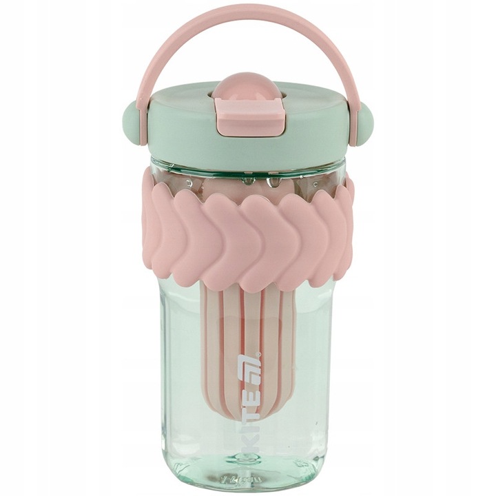 Bidon copii Kite, 700 ml, cu infuzor fructe si pai, tritan fara BPA, inel silicon antialunecare, pentru scoala si activitati outdoor
