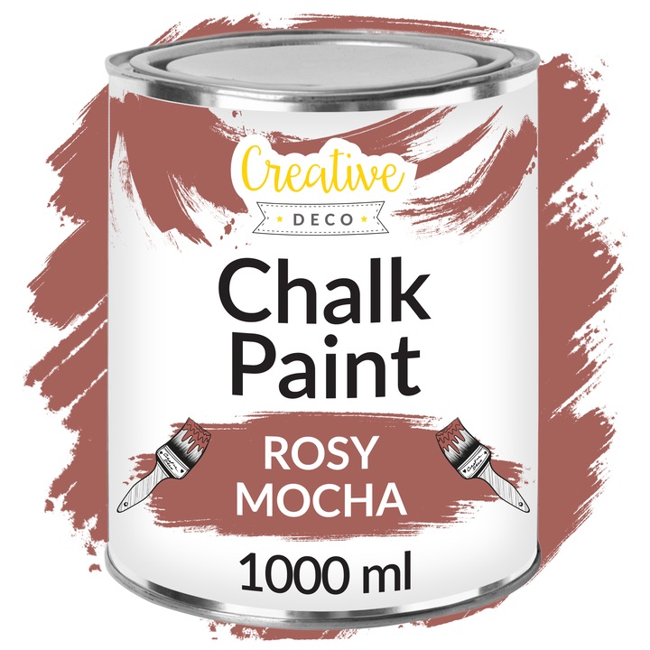 Vopsea tip chalk paint Creative Deco culoare Moka Roz | 1L | Vopsea pentru lemn | Vopsea pentru mobila fara slefuire, Mata, Lavabila | Pentru renovare mobilier, lemn si decor