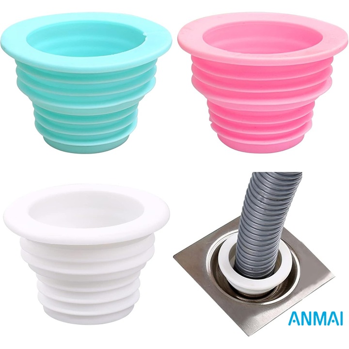 Set 3 dopuri de etansare tevi, pentru scurgere, rezistent la uzura, Anmai, 38-48cm, cauciuc, multicolor