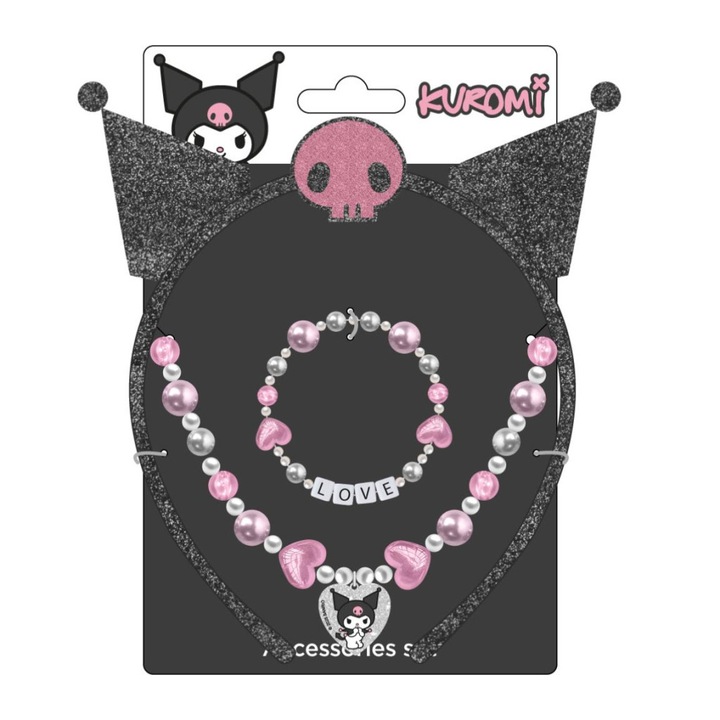 Set de bijuterii si bentita Hello Kitty Kuromi