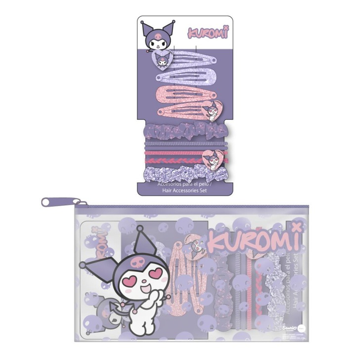 Set de agrafe si elastice de par Hello Kitty Kuromi