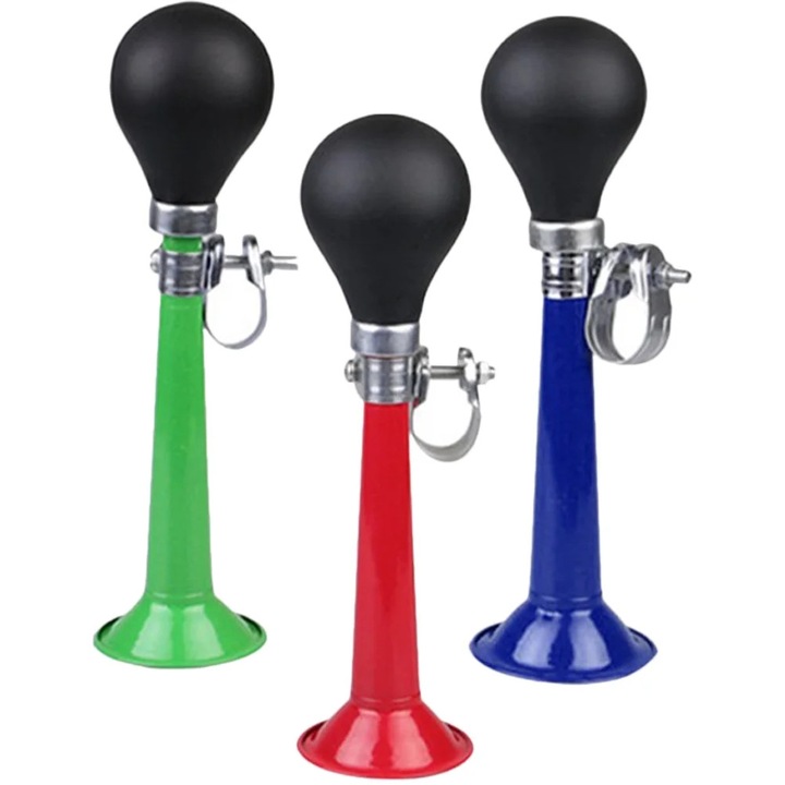 Claxon pentru bicicleta ZYBLSSBB LSM2xh1448-BCS0104915, tip pompita metal/cauciuc, 21 x 5.5 x 5.5 cm, Multicolor, set 3 buc.