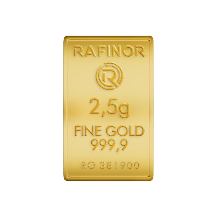 Lingou de Aur Rafinor 2,5 grame, 24 K, puritate 999, 9 ‰