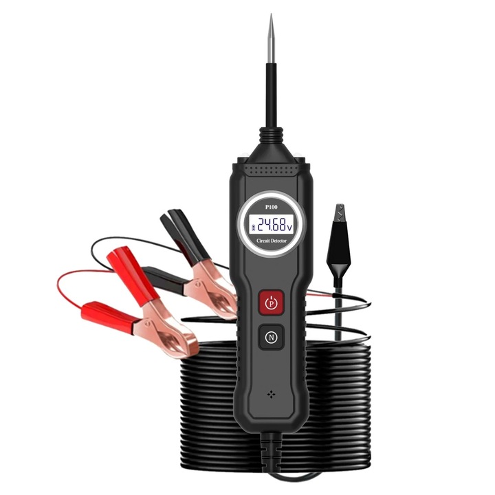 Techstar® YM-P100 professzionális autóipari áramkör-teszter, intelligens multiméter LCD kijelzővel, 107V, feszültség- és folytonosságérzékelés