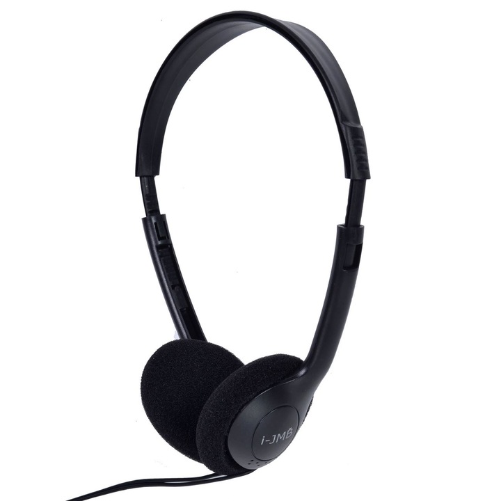 Casti audio negre cu cablu de 1.5m