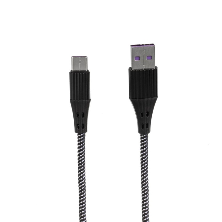 Töltő- és adatátviteli kábel USB - C típusú 2.4a fonott 1m