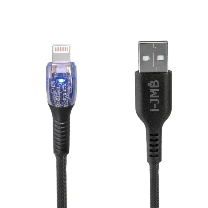 USB töltő- és adatátviteli kábel - 8 tűs, lámpával, 1,2 m