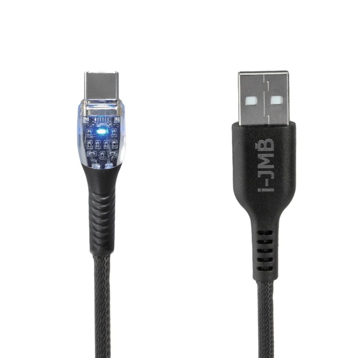 USB töltő- és adatátviteli kábel - C típusú, lámpával, 1,2 m