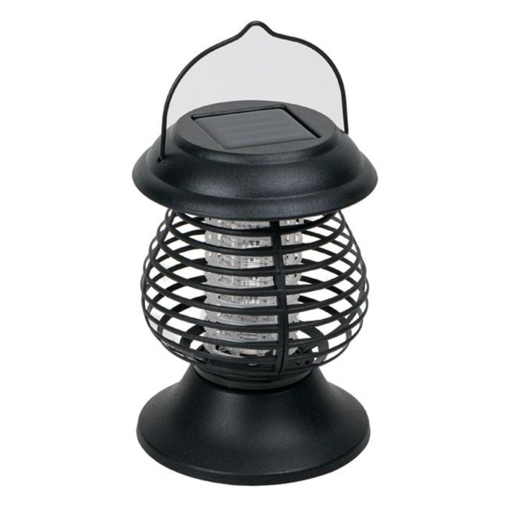 ANTBRO® 2 az 1-ben napelemes asztali lámpa rovarriasztóval, LED és UV, fekete, Ø 13,5 × 16 cm
