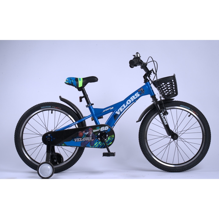 Детски планински велосипед с 20" колела, предни V-образни спирачки/задни барабанни спирачки, крик, син, Velors Baby Kids SPEED Bike за възраст 7/10 години