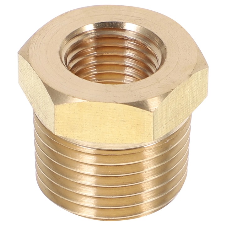 Reductor furtun inox 304 1/2" NPT barbat 1/4" NPT femeie auriu 2x2x1.2cm