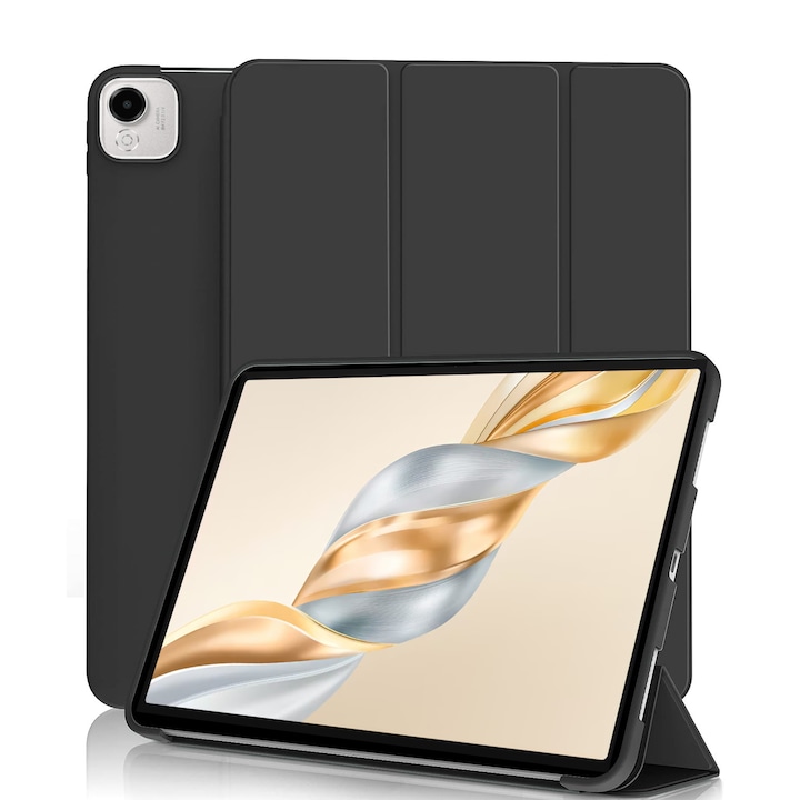 Husa Ultra Slim pentru HONOR Pad X9A, 11.45", Silicon TPU, Smart Cover cu Suport - Negru