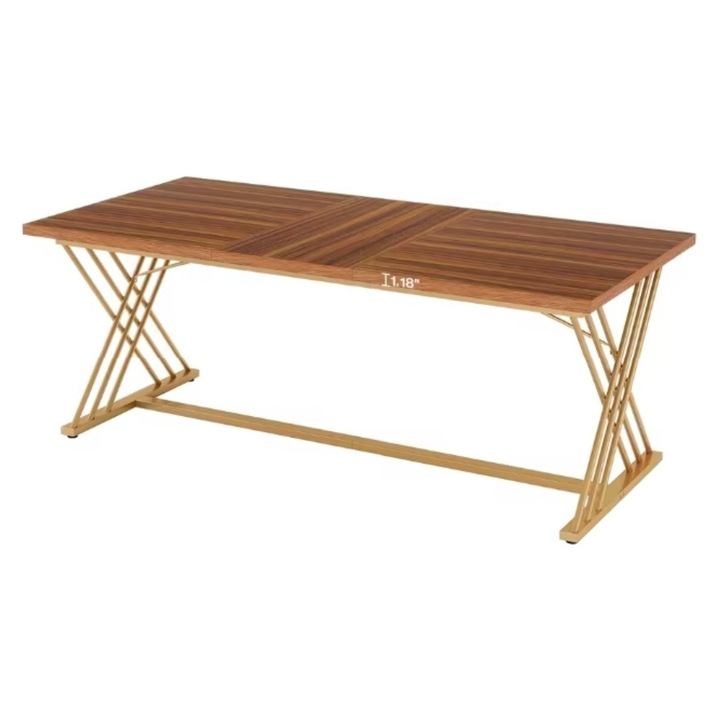 Masa Decor Living/ Hol, Model Darhaki nuc/ auriu, textura lemnoasa, 160 cm