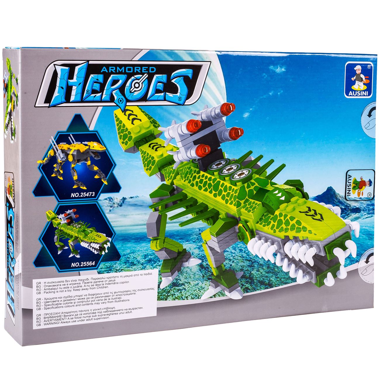 Set de constructie Ausini Heroes Dinozaurul Robot, 262 piese, grad dificultate-mediu