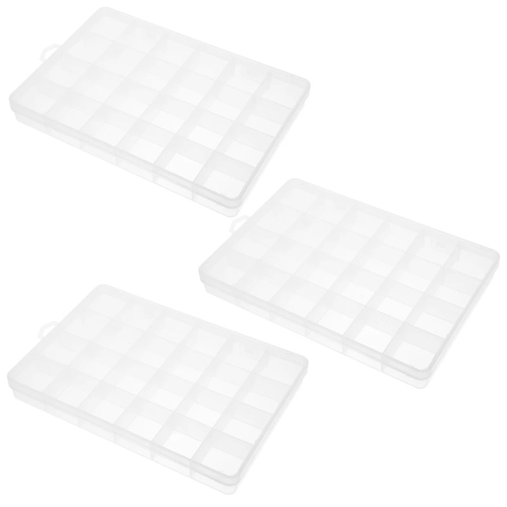 Cutie organizator pescuit transparent 19.5x13.5x2.5cm set 3 buc