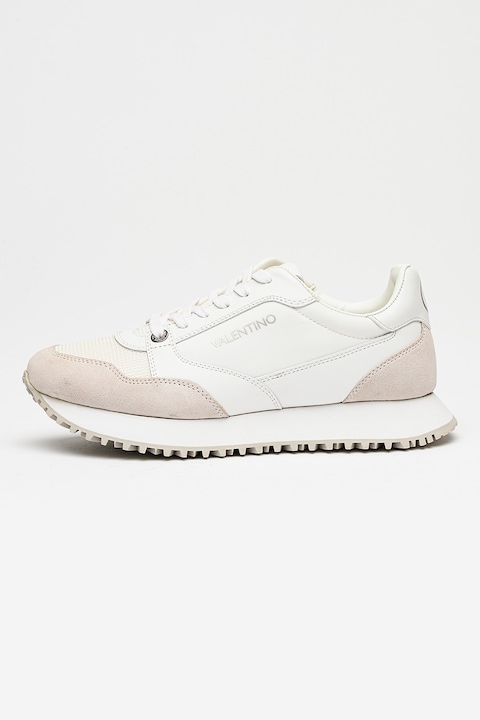 Valentino, Uniszex sneaker nyersbőr részletekkel, Fehér/Drapp