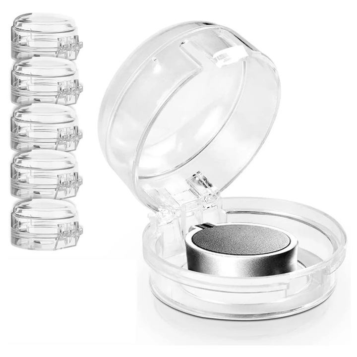 Set 5 capace protectie butoane aragaz, anti-ulei, siguranta copii, transparent