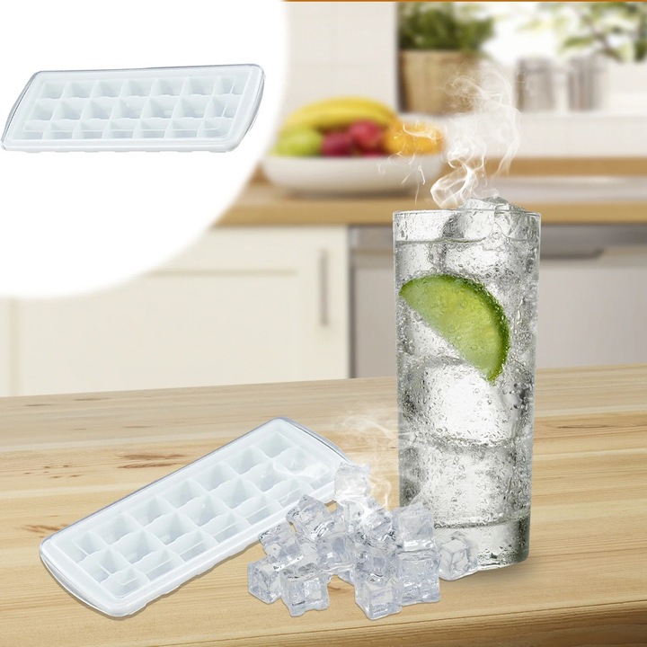 Forma cuburi de gheata YANYXR inoxidabila cu capac 21x15x5cm