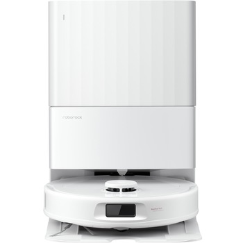 Robot de aspirare Roborock QR 798 W, aspirator si mop cu statie de golire automata, 10.000 Pa, baterie 5200 mAh, autonomie 180 min, navigatie AI, recipient praf 2.7L, Perie laterala anti-incalcire, perie principala anti-incalcire, SmartCleaning, alb