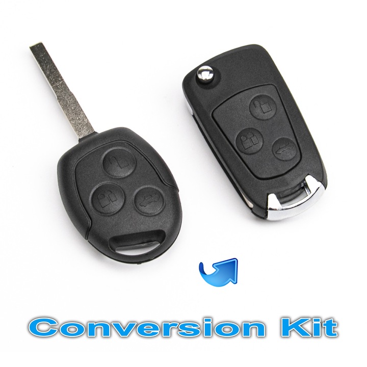 Kit de Conversie Cheie Pentru Ford C-Max, Fiesta, Focus, Galaxy, Mondeo, S-Max 3 Butoane, Lama HU101, Neagra, Noua