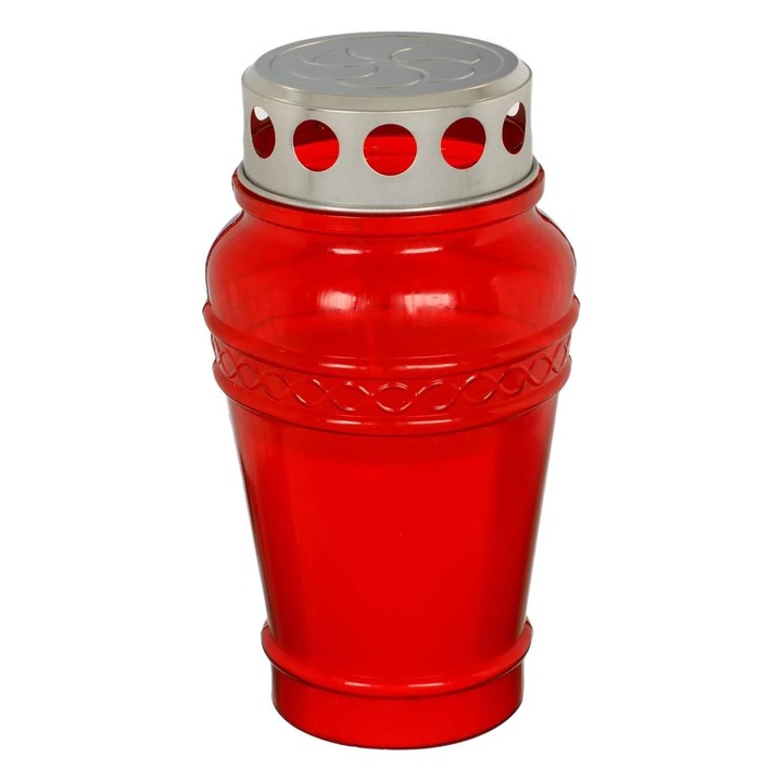 Червена декоративна свещ с капак ø9.5x17.5см