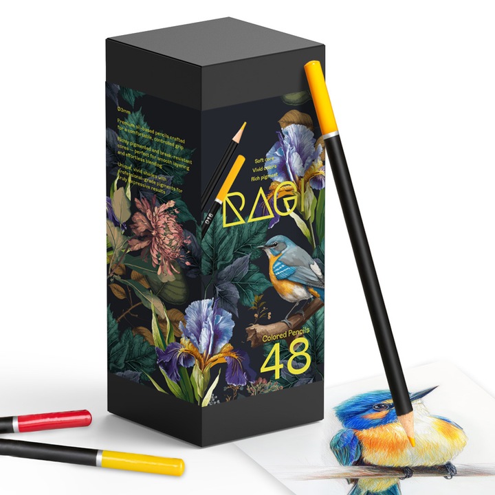 RAGI színes ceruzakészlet, 48 olaj alapú színnel, rajzoláshoz, festéshez, színezéshez, vázlatkészítéshez, illusztrációhoz, keveréshez, rétegezéshez, kreatív hobbihoz, művészethez