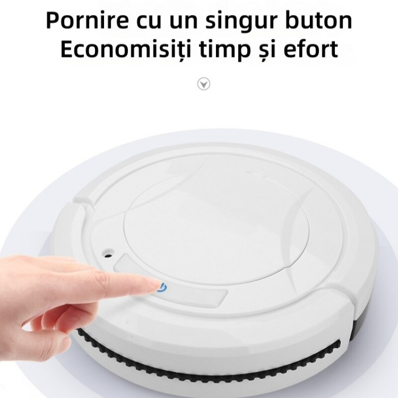 Robot de maturat, aspirare puternica, umed si uscat, navigare vizuala, evitare inteligenta a obstacolelor, durata lunga de viata a bateriei, alb