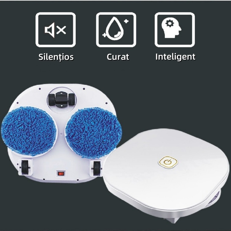 Robot de maturat, pentru curatat cu mopul, functionare silentioasa, utilizare umeda si uscata, incarcare USB, durata lunga de viata a bateriei, alb
