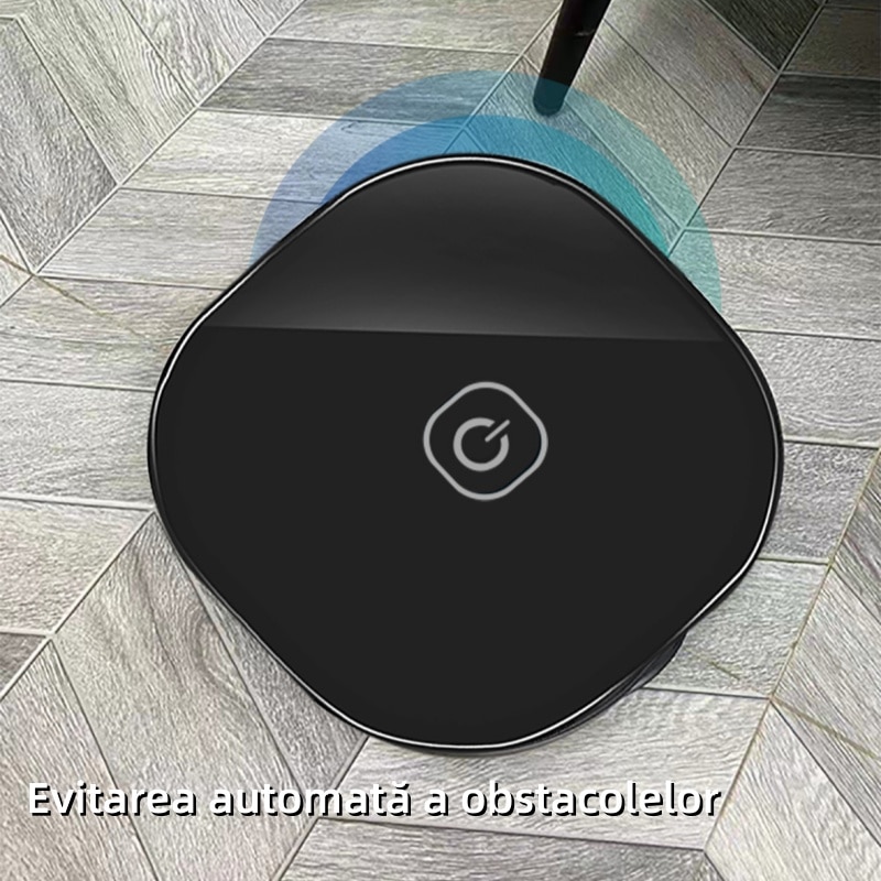 Robot de maturat, pentru stergerea cu mopul, evitarea automata a obstacolelor, functionare silentioasa, utilizare umeda si uscata, incarcare USB, durata lunga de viata a bateriei, negru